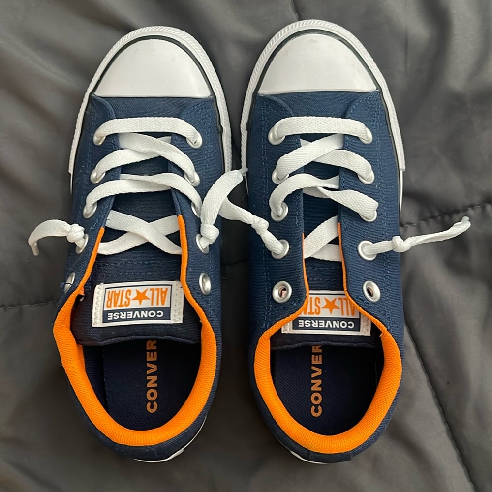 New unisex 3.5 Chuck Taylor Converse blue orange shoe Knit. Slip on. All Star.